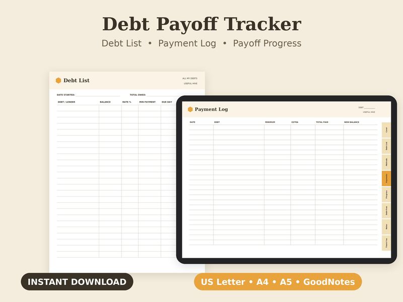 Debt Payoff Tracker printable PDF cover