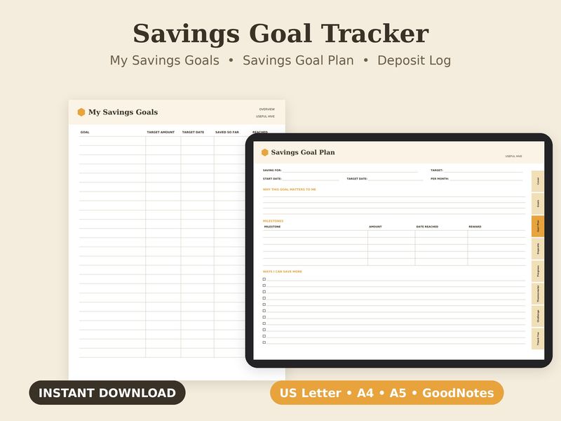 Savings Goal Tracker printable PDF cover